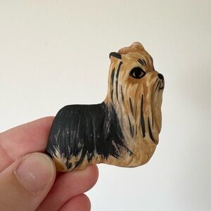 Vintage Signed Carol Halmy Yorkshire Terrier Yorkie Handmade Painted Brooch Pin